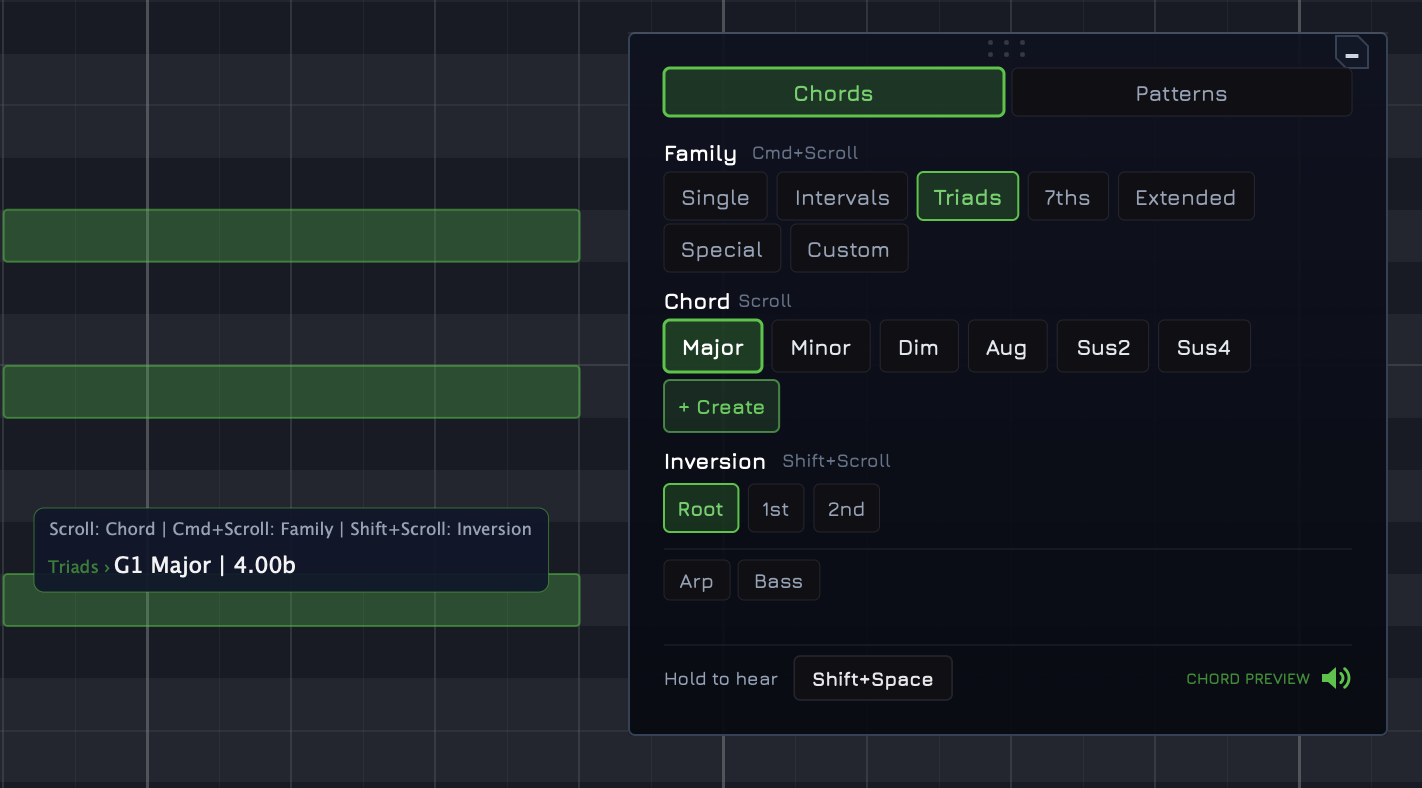 Chord stamps in MIDISketch